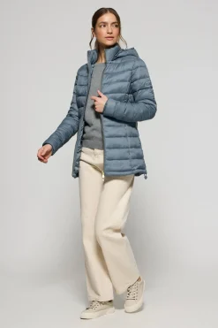 Polo Club Vestes*Veste ultralight bleu jean Cintia à capuche amovible et broderie PC Denim