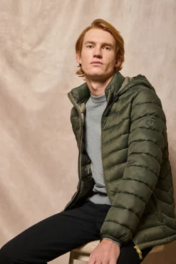 Polo Club Vestes*Veste ultralight verte Corey à capuche amovible et broderie PC Vert forêt