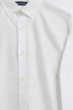 Polo Club Chemises*Veste unie Oxford he avec logo brodé Blanc