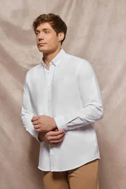 Polo Club Chemises*Veste unie Oxford he avec logo brodé Blanc